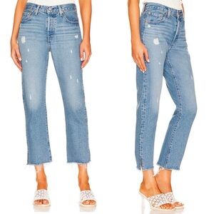 LEVI 501 Cropped Jeans in color “Face It” from Revolve